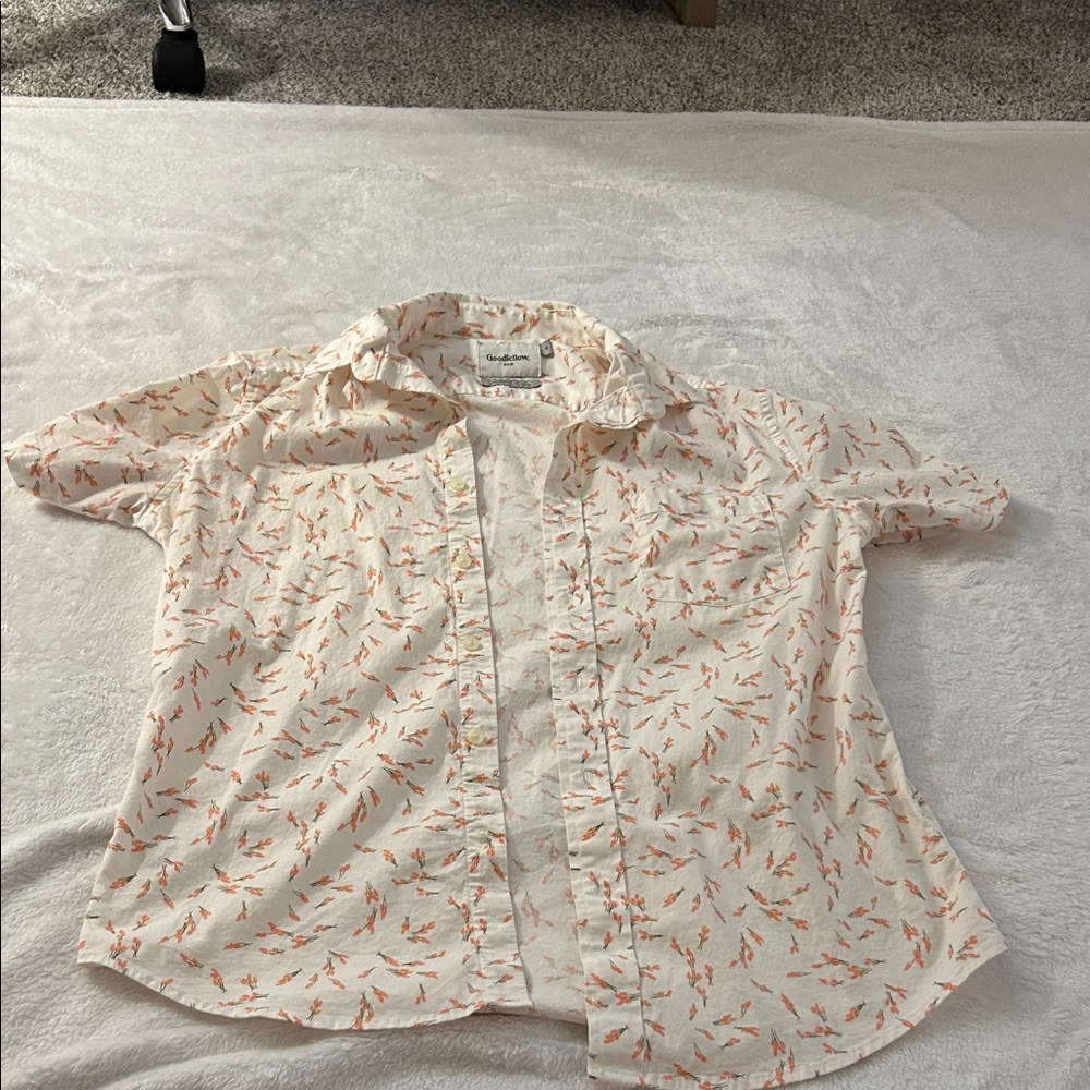 Goodfellow & Co Orange and Cream Floral Shirt